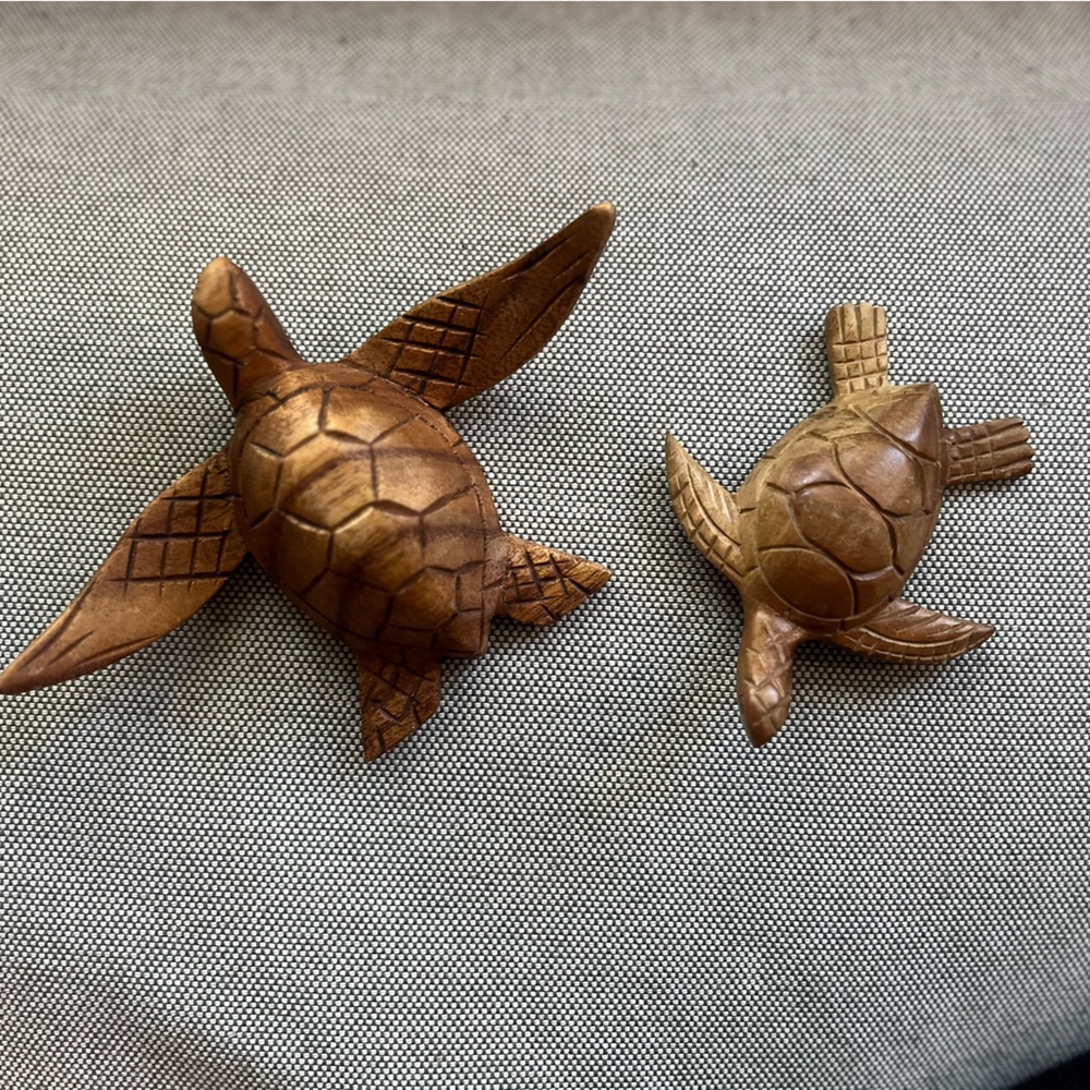 (2) Small carved Turtles